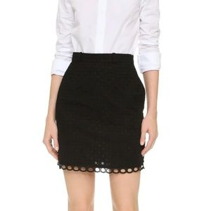 Carven Black Eyelet Lace Pencil Skirt